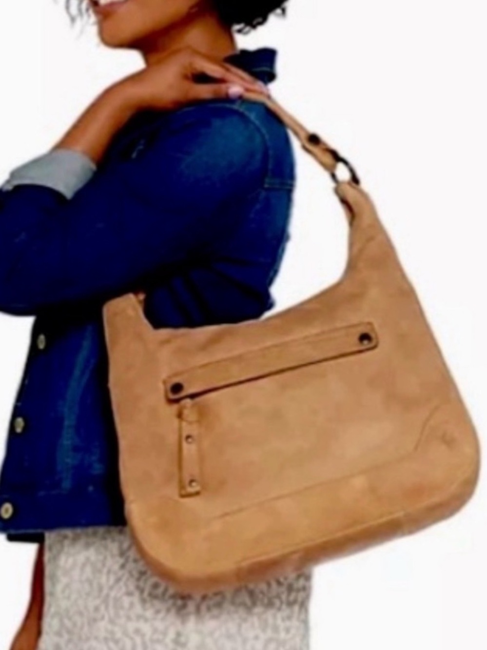 Frye Melissa Leather Hobo Shoulder Bag Distressed Tan